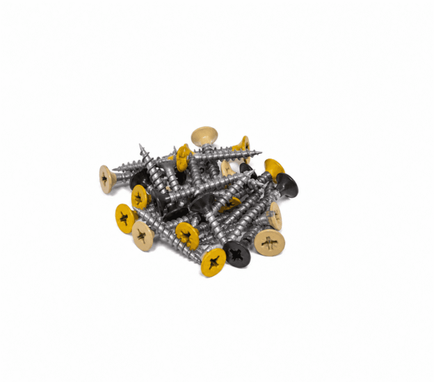 Rustfrie skrue med farget hode - 4 x 25 mm - 20 stk og 100 stk